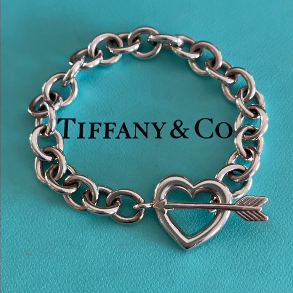Heart and arrow clasp, sterling silver